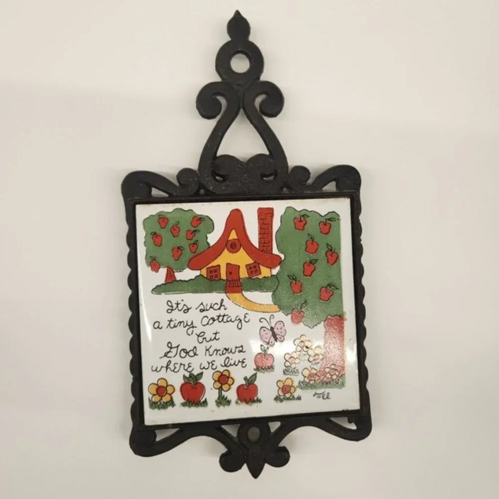Vintage 70s Kitchen Wall Decor Tile Trivet It's‎ Such A Tiny Cottage God Knows